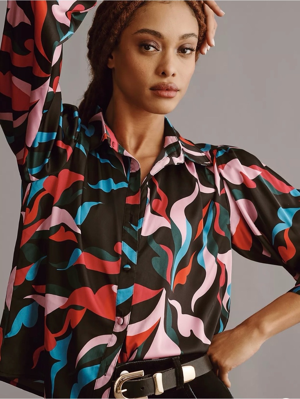 Anthropologie Hutch Kodie Buttondown Blouse abstract 168$ NWT